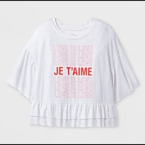 3/$25 NWT Art Class Girls L (10-12) White Ruffle Top JeTaime